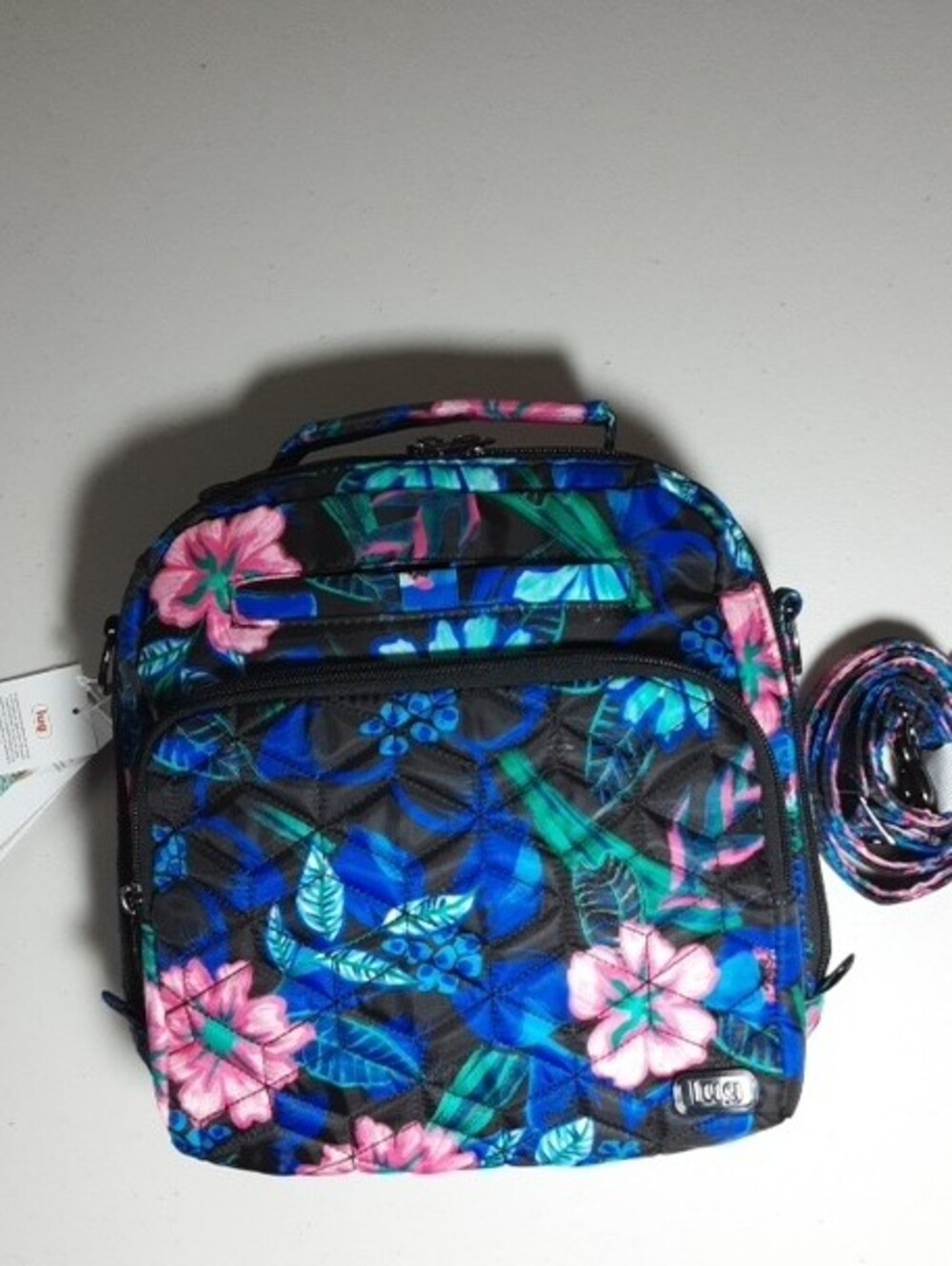 NWT Lug Ranger 2 Floral Quilted Cross Body - Black with Blue & Pink Flowers - Picture 2 of 10